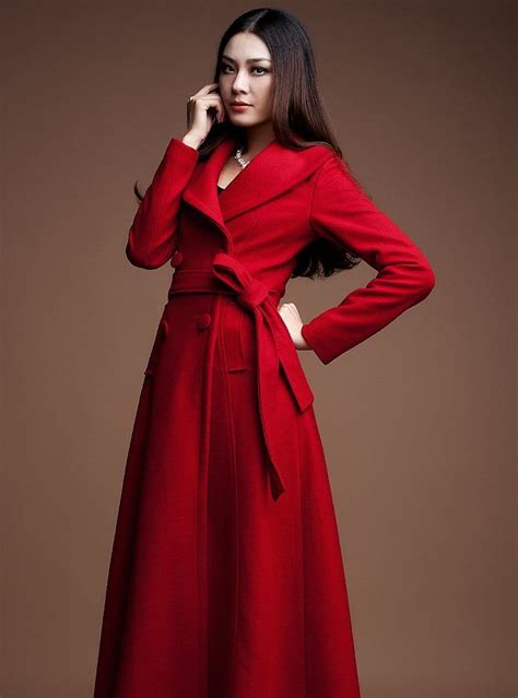 Red Long Coats Red Winter Wool Coats Women Red Long Thick Overcoats