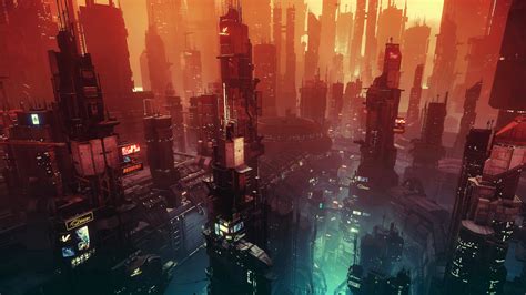 Download 1920x1080 Futuristic City Skyscrapers Towers Cyberpunk Sci