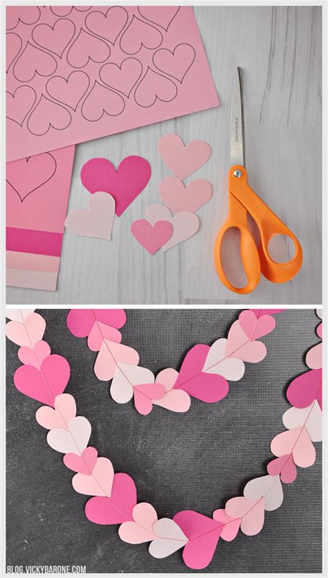 diy paper heart garland   printable vicky barone