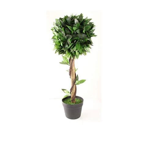 fabfinds artificial topiary tree pyramid bay potted tree plant for garden patio outdoor and