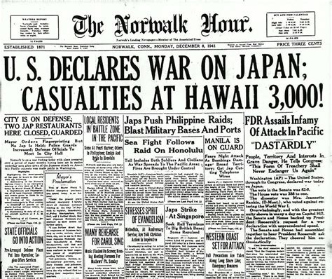Newspapers React To Pearl Harbor Attack Connecticut Post