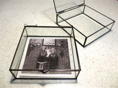 Square Clear Glass Photo Display Box Hinged Top Jewelry Etsy Glass Photo Glass Display Box