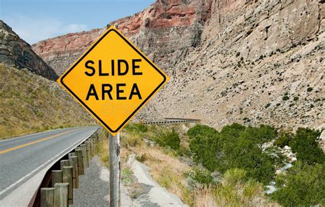 Rock Slide Area Warning Sign Stock Photo Image 54220177