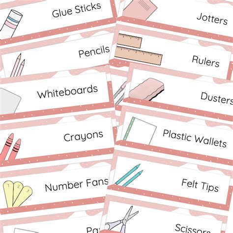 Pastel Pink Tray Labels Teachpal