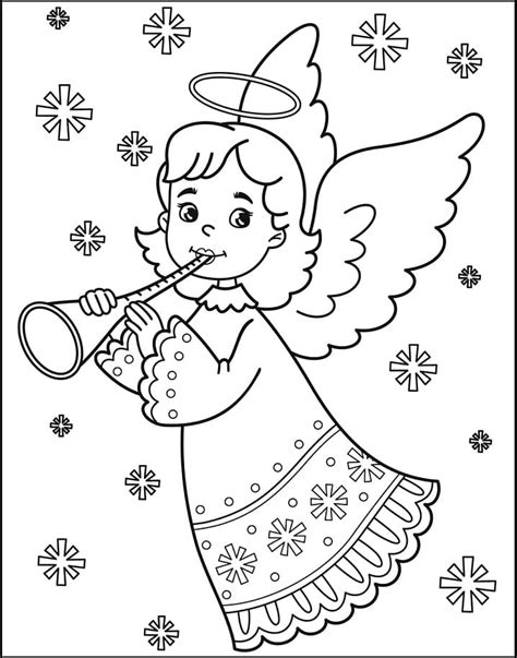 Pretty Christmas Angel Coloring Page Free Printable Coloring Pages