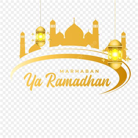 Ramadan Kareem Greeting Vector Hd Images Marhaban Ya Ramadhan Kareem Ramadan With Gold Mosque