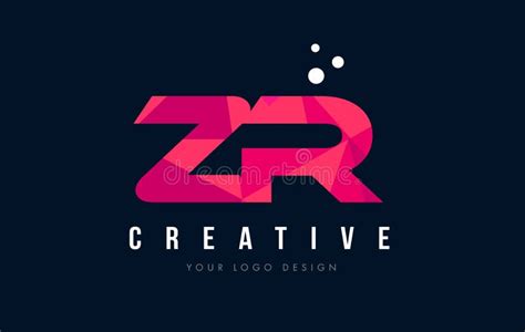 Zr Z R Letter Logo With Purple Low Poly Pink Triangles Concept Stock