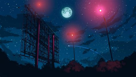 Download Dark Night Shooting Star Anime 4k Wallpaper
