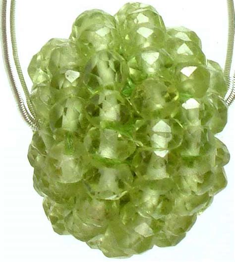 Faceted Peridot Beaded Necklace Center Exotic India Art