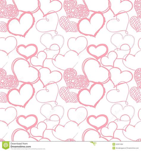 Doodle Hearts Seamless Pattern Stock Vector Illustration Of Symbol