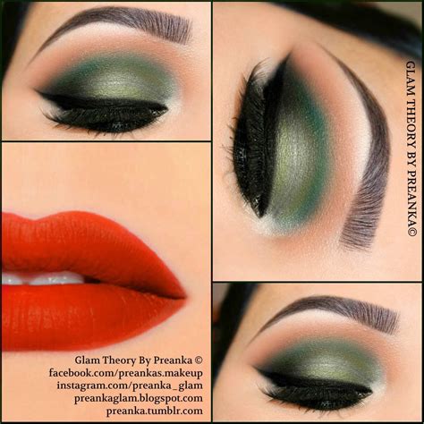 Bold Eyes And Bold Lipsglam Theory By Preanka Green Makeup Eye