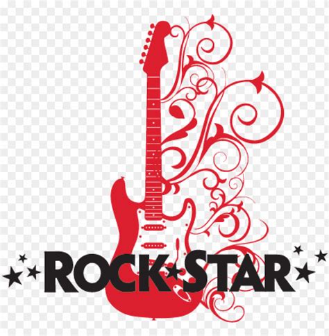 Rock Star With Embellished Guitar Wall Decal Transparent Rockstar