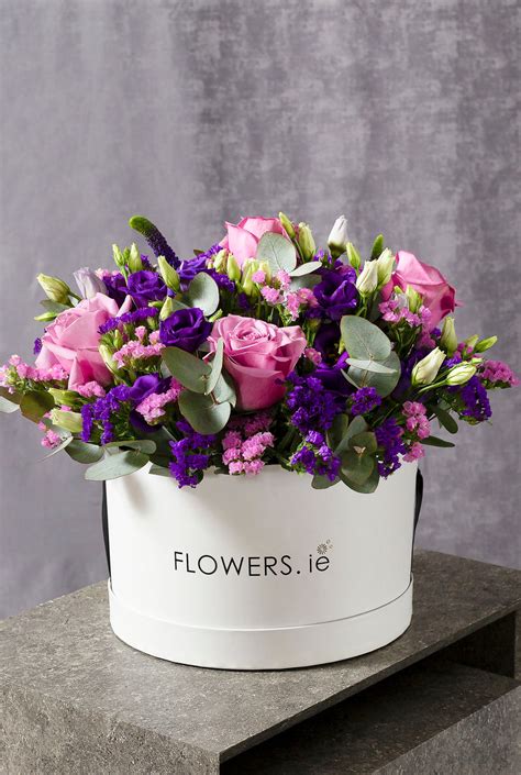 Lavender Floral Hatbox With Chocolates Flowersie
