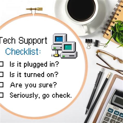 Funny Tech Support Checklist Computer Nerd And Geek Cross Etsy