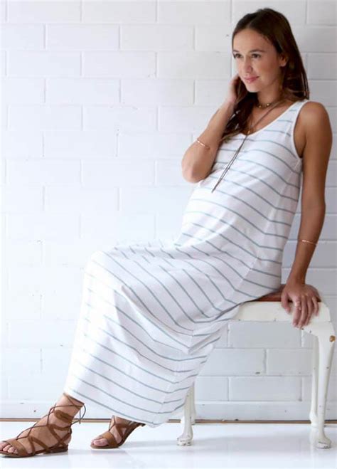 Dante Stripe Maternity Maxi Dress By Trimester Clothing