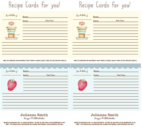Excel Recipe Card Template