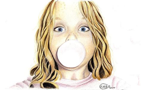 Bubble Gum By Heather Conversi Girl Blowing Bubble Gum Drawing Blowing Bubble Gum Girl