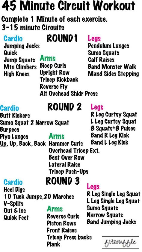 45 Minute Circuit Workout Cardio Arms Legs Circuit Workout