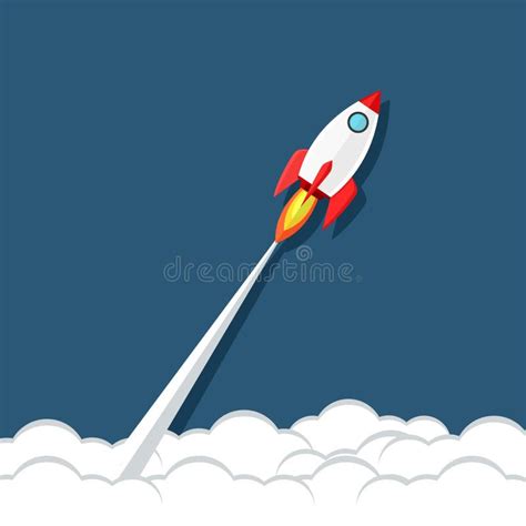 1 Rocket Ship Launch Concept Of Business Product On A Market Stock