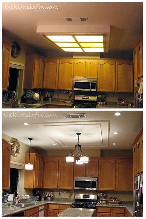 Maybe you would like to learn more about one of these? Replacing/Updating Fluorescent Ceiling Box Lights With Ceiling Molding | Kitchen remodel ...