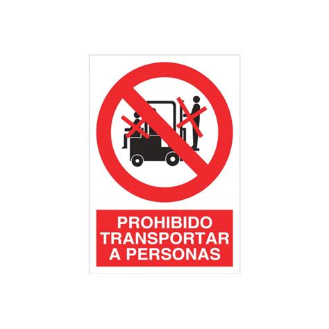 Señal De Prohibido Transportar A Personas Texto Y Pictograma Cofan