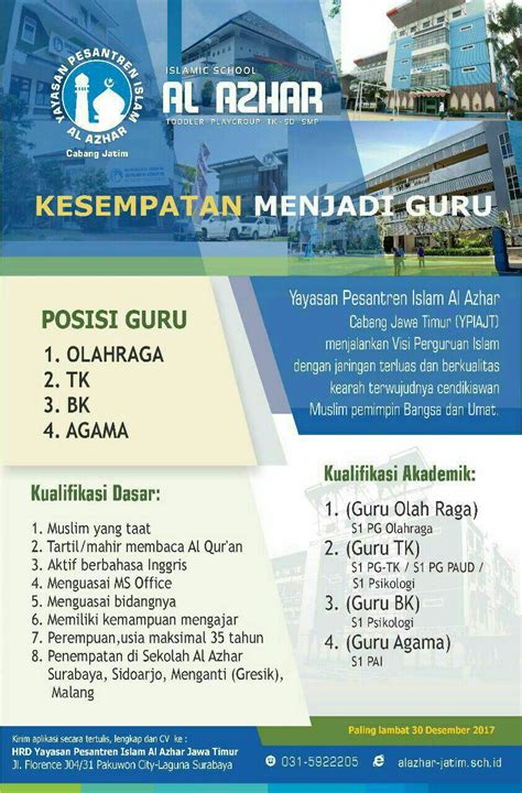 Kami menemukan sebanyak 40 lowongan kerja pekalongan dan yang berkitan dengan lowongan kerja pekalongan, loker pekalongan, rekrutmen pekalongan, peluang karir pekalongan, kesempatan berkarir pekalongan di loker.my.id. Lowongan Guru Bulan Desember 2017 Update 26 Desember 2017 - Lowongan Kerja dan Rekrutmen Bulan ...