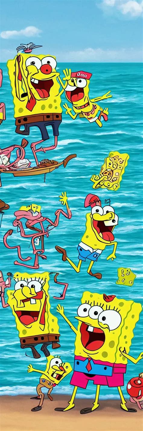 Spongebob On The Beach Stable Diffusion Openart