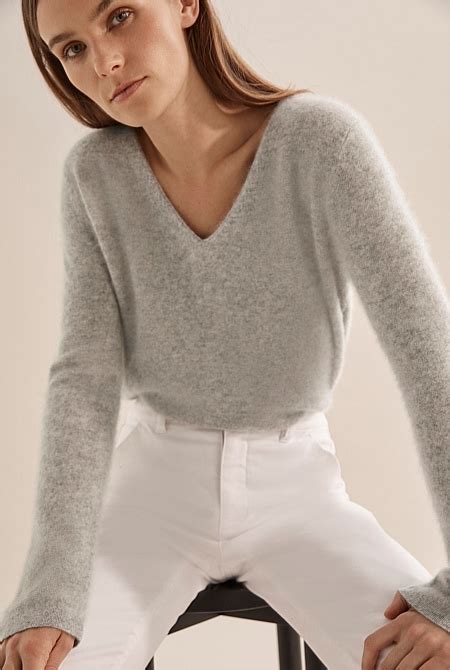 silver grey brushed cashmere knit knitwear country road