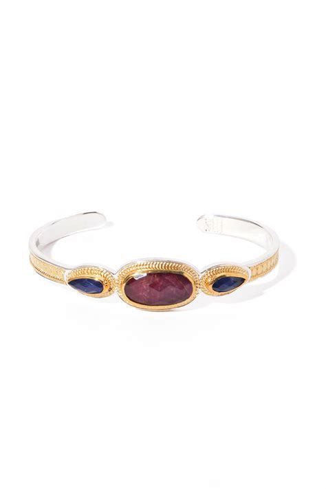 Anna Beck Gold Vermeil Ruby And Sapphire Cuff Bracelet Sapphire Cuff