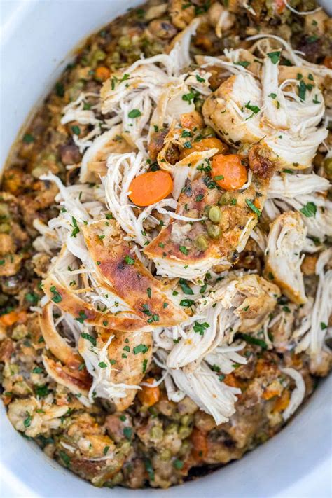 If you put your chicken on top of the stuffing, the juices soak down into the stuffing to come out with the right consistency. Crockpot Chicken and Stuffing {Ultimate Comfort Food ...