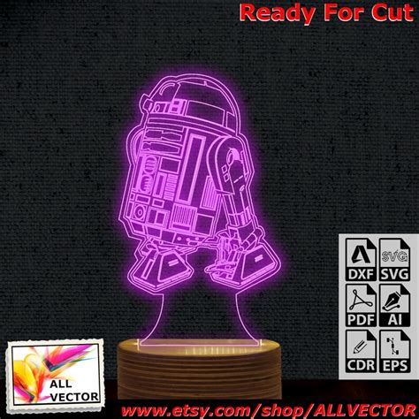 Star Wars R2d2 3d Illusion Acrylic Hologram Night Led Lamp Etsy
