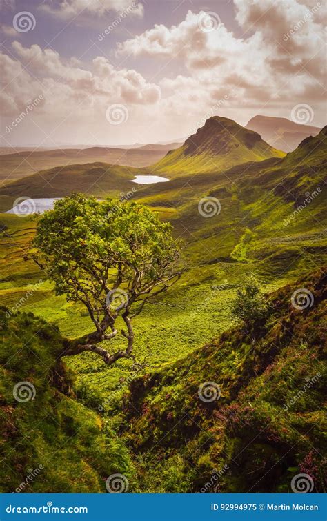 Scenic View Of Quiraing Mountains In Isle Of Skye Scottish Highlands