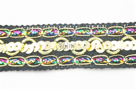 Sequin Metallic Rainbow Trim 155 Blackgold Shine Trimmings And Fabrics