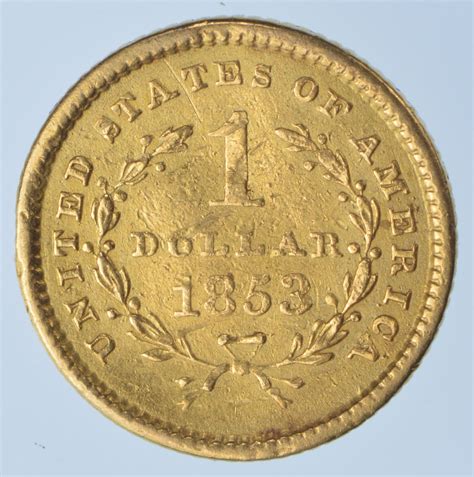 1853 United States 1 Dollar Liberty Head Gold Coin Agw 04837 Oz