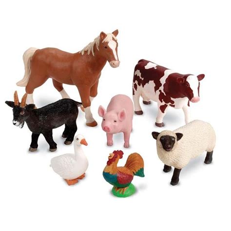 Jumbo Farm Animals 7 Pc Figurines Playset Educational Toys Planet