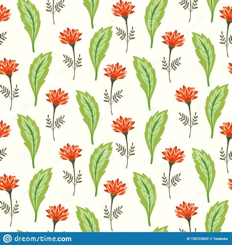 Clair,floral,pattern,seamless vector floral and more resources at freedesignfile.com. Bright Floral Pattern With Cute Red Flowers Stock Vector ...