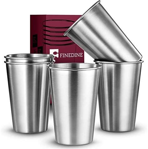 Finedine Premium Grade Stainless Steel Pint Cups Water Tumblers 5