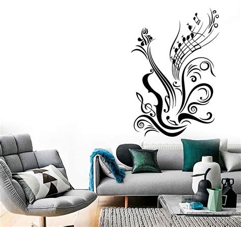 Music Vinyl Decal Guitar Notes Cool Decal For Room Wall Stickers Uniqu