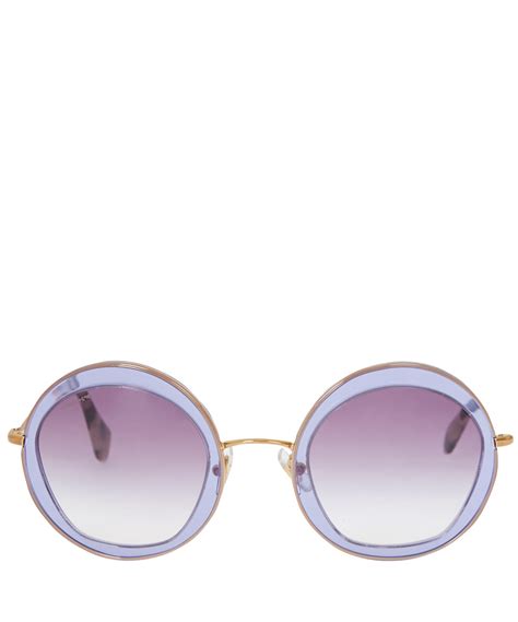 Miu Miu Purple Translucent Oversize Round Sunglasses In Purple Lyst