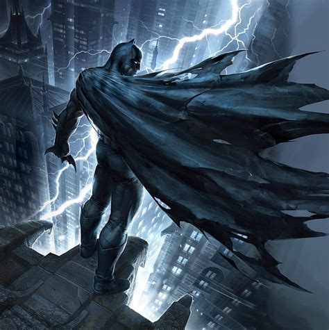 Batman Rain Dc Comics Storm Superheroes Gotham City Artwork