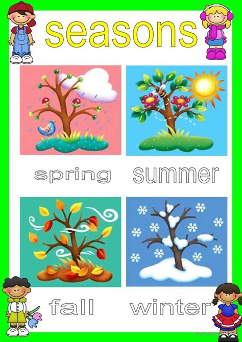 Seasons Poster Pictionary Picture D English Esl Worksheets Pdf And Doc