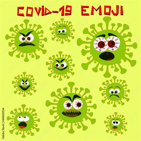 Covid19 Coronavirus Emojis Vector Set Different Emotions Covid19