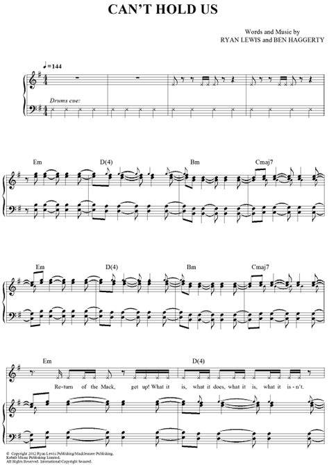 This is the moment tonight is the night, we'll fight 'til it's over so we put our hands up like the ceiling can't hold us like the ceiling can't hold us  Cant hold us, Sheet music, Music