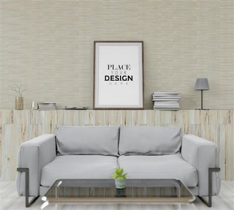 Free Psd Wall Art Mockup Canvas Frame In Living Room