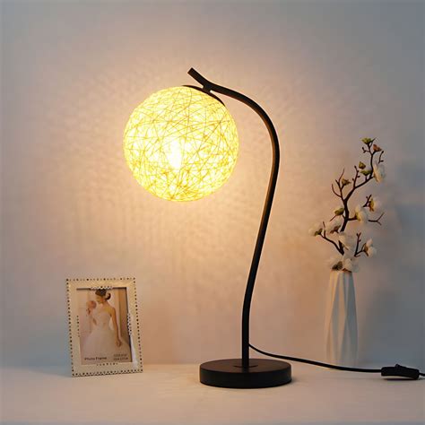Yellowivory Handmade Table Lamp Countryside Style 1 Light Rattan Table