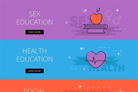 Sex Education Banner Set Pre Designed Illustrator Graphics ~ Creative