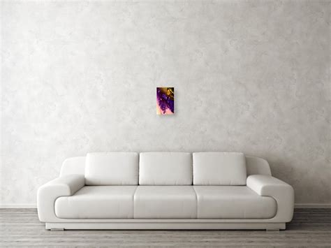 Vivid Abstract Art Purple Fugitive Gold Tones Fluid