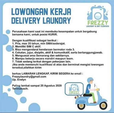 Ayo mulai berjualan di olx, semua jadi cepat dan mudah. Lowongan Kerja Kurir Laundry - Indah Pratiwi di Semarang ...