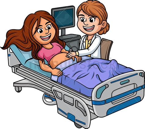 Pregnant Woman Ultrasound Cartoon Clipart Vector Friendlystock