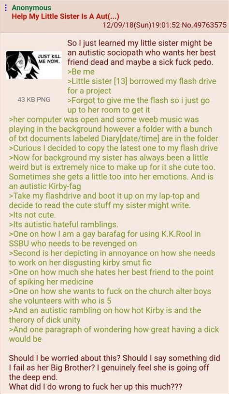 anon s worried about his sister greentext